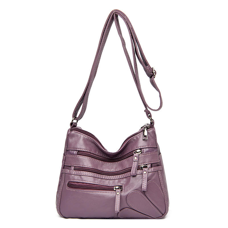 Fashion Luxury Zipper Handbag Soft Leather Women's Shoulder Bag