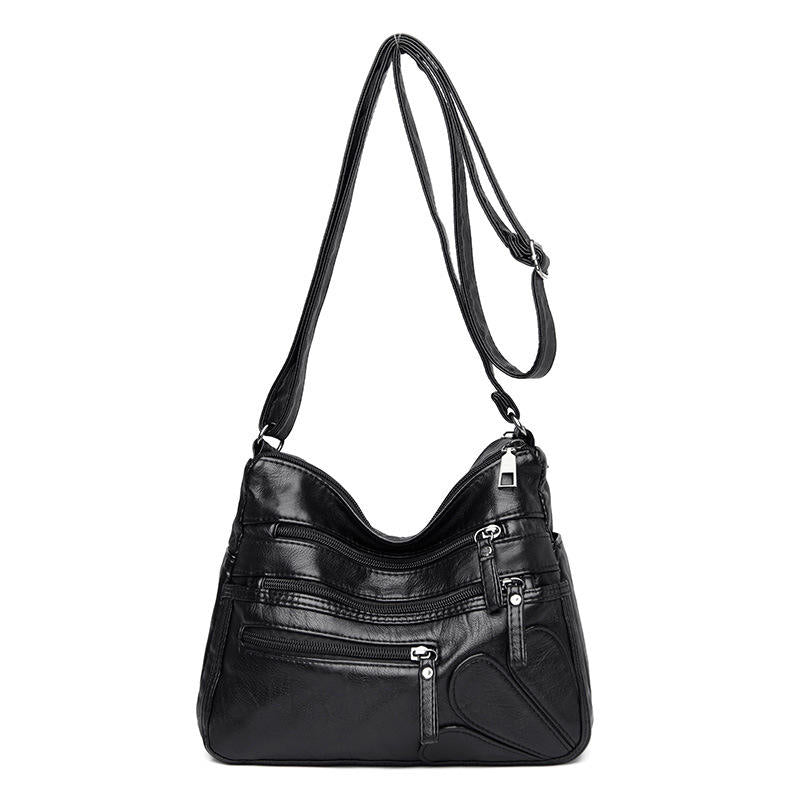 Fashion Luxury Zipper Handbag Soft Leather Women's Shoulder Bag