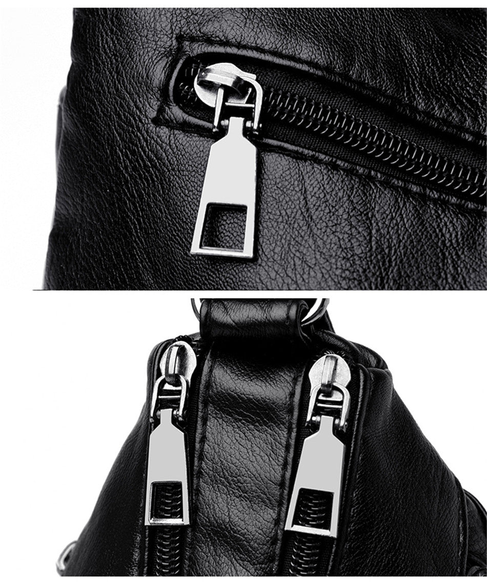 Fashion Luxury Zipper Handbag Soft Leather Women's Shoulder Bag
