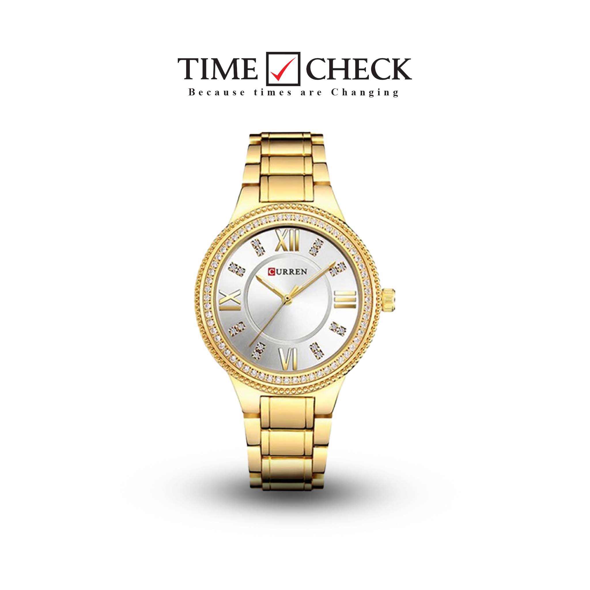 C-9004L Curren white Dial Golden Stainless Chain Steel Analog Quartz Women's Watch.
