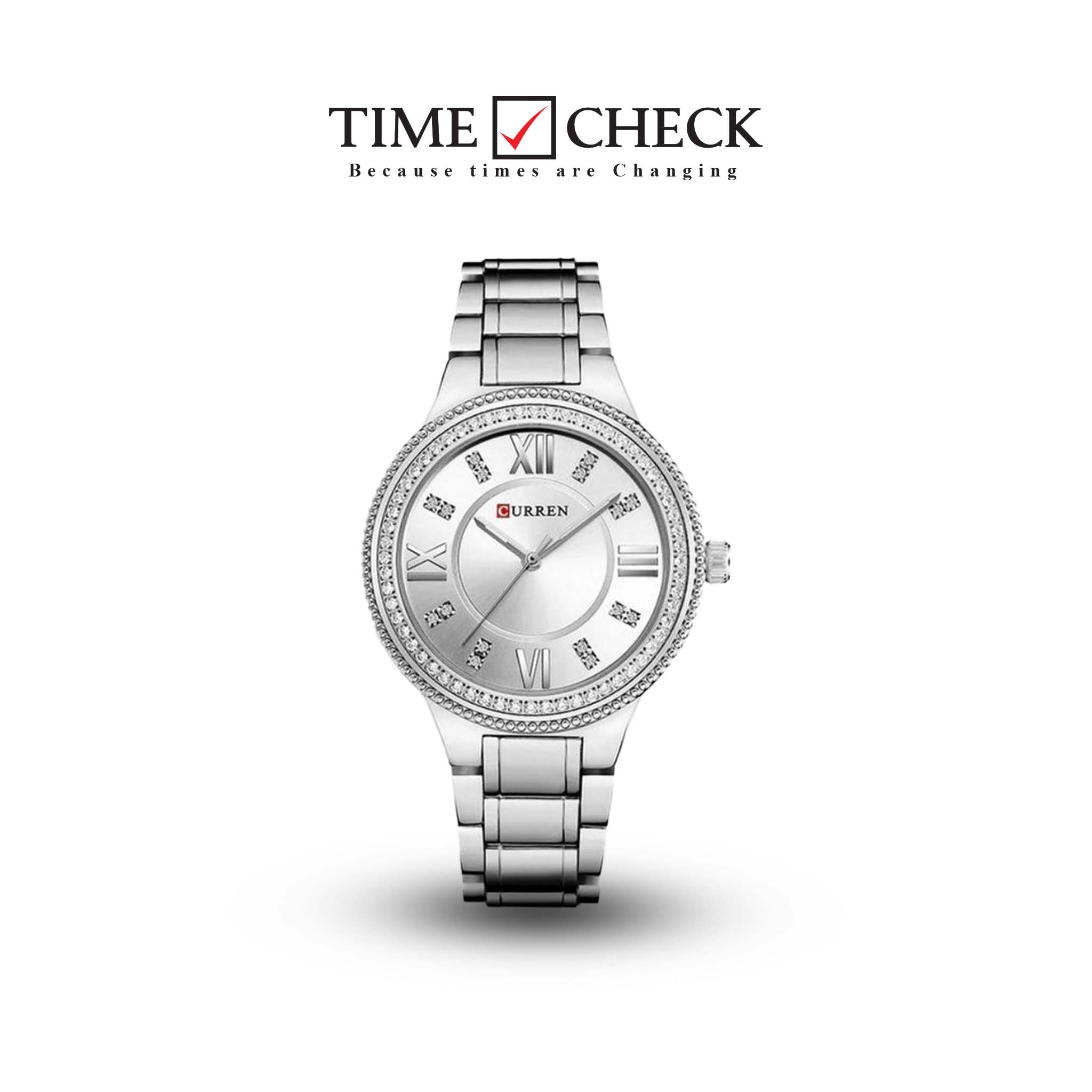 C-9004L Curren white Dial silver Stainless Chain Steel Analog Quartz Women's Watch.