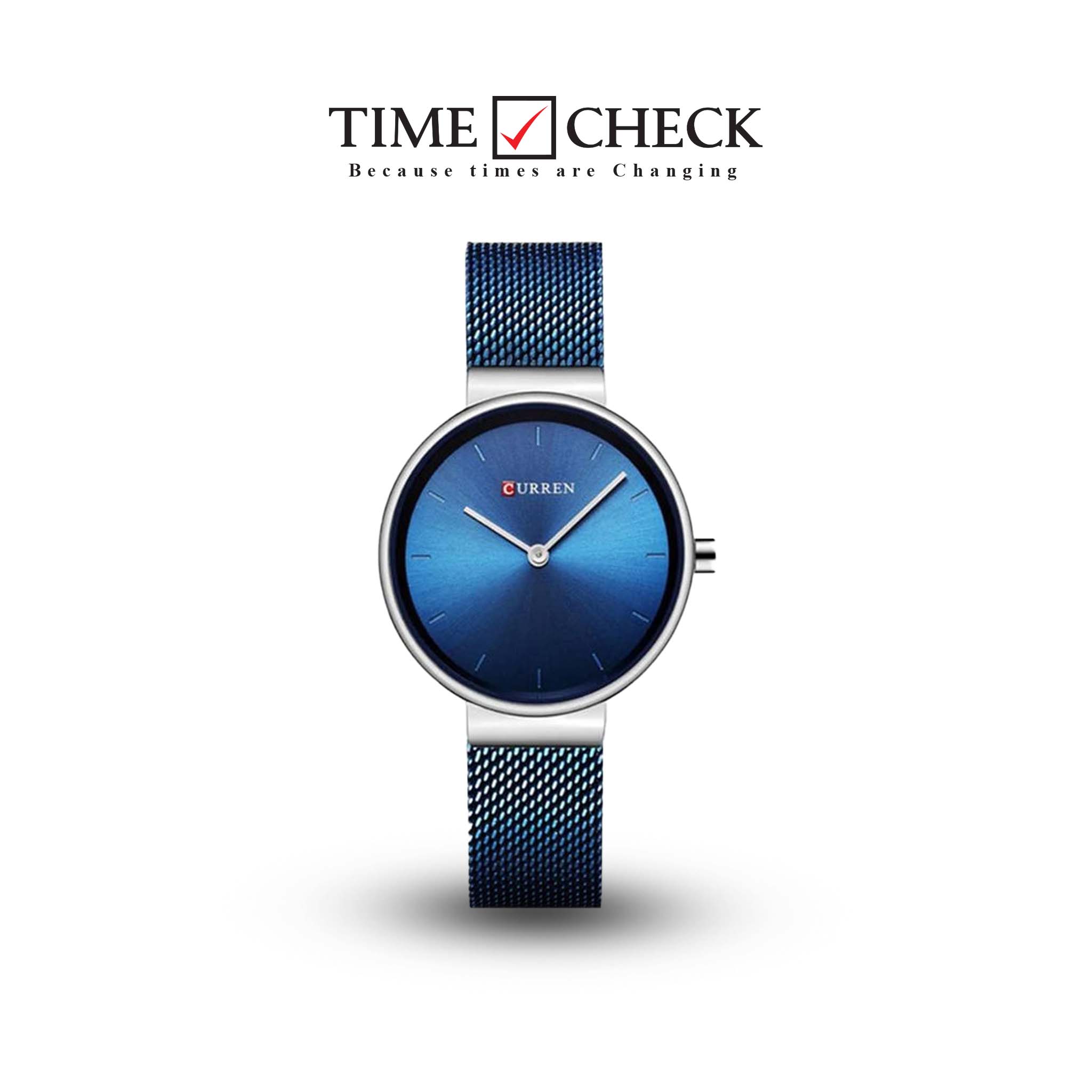 C9016L Curren blue Dial Silver case blue Stainless Steel Band Analog Quartz Women's Watch.