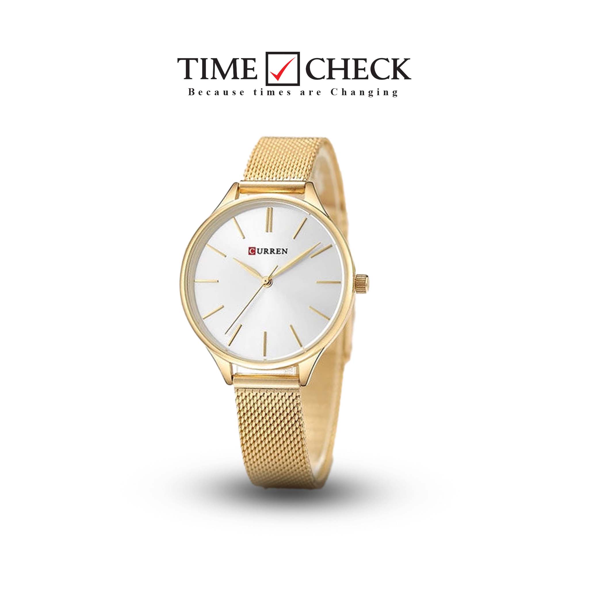 C9024L Curren white Dial & golden Stainless Steel Chain Analog Quartz Women's Watch.