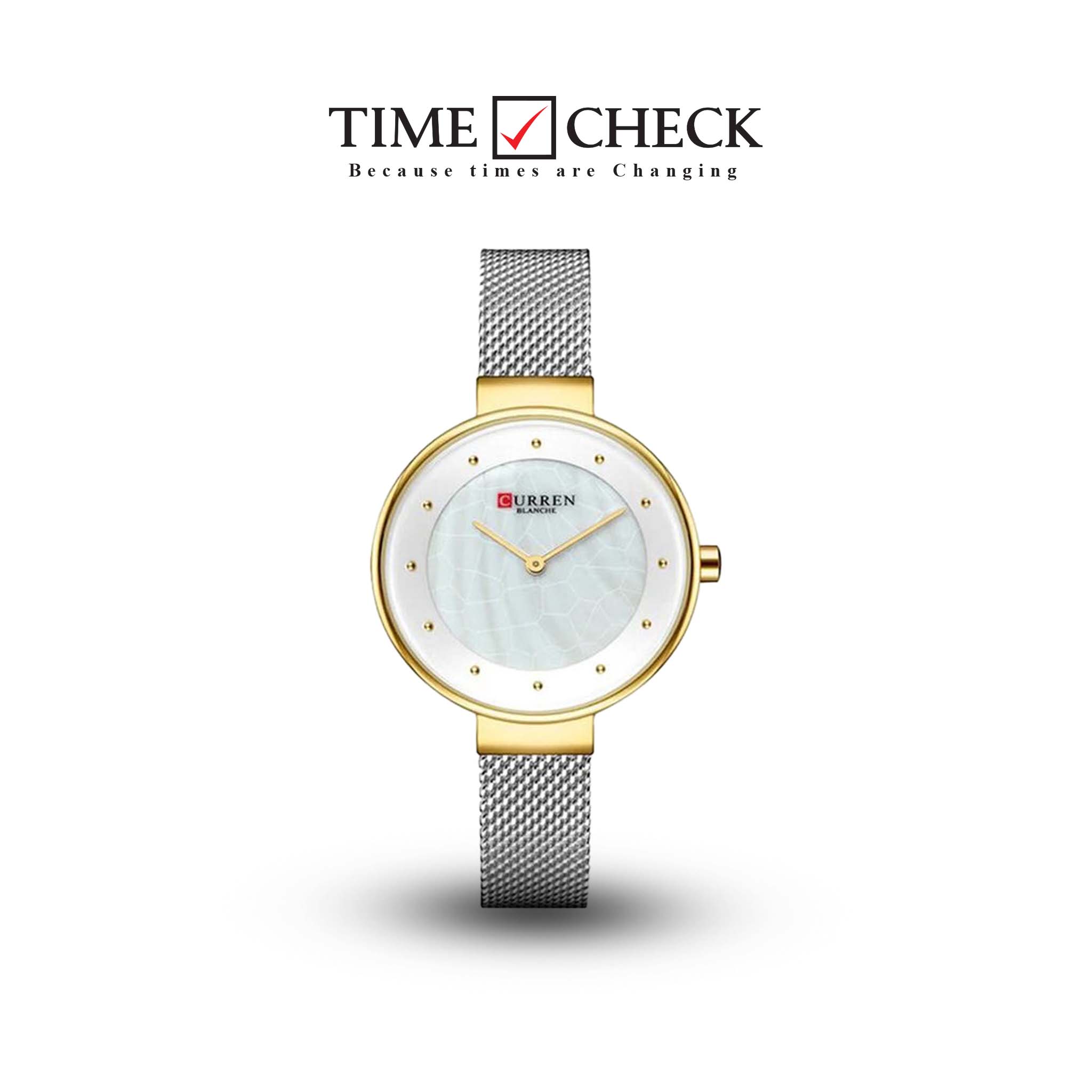 C-9032L Curren WHITE Dial GOLDEN CASE Stainless Chain Steel Analog Quartz Women's Watch.