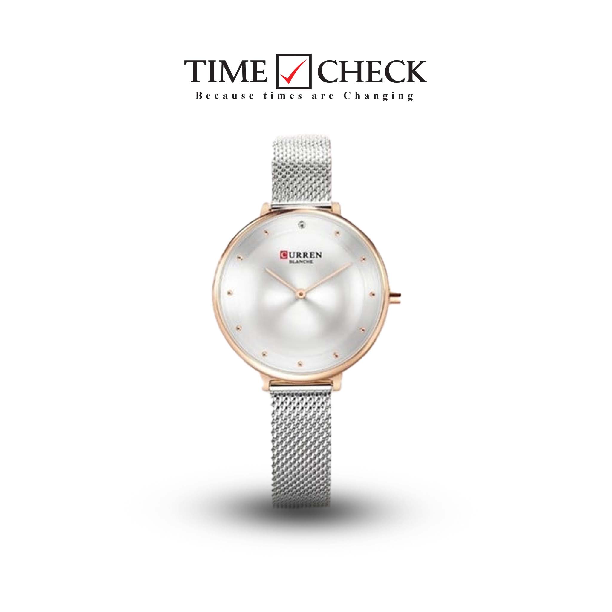 C-9029L Curren WHITE Dial TT Stainless Chain Steel Analog Quartz Women's Watch.