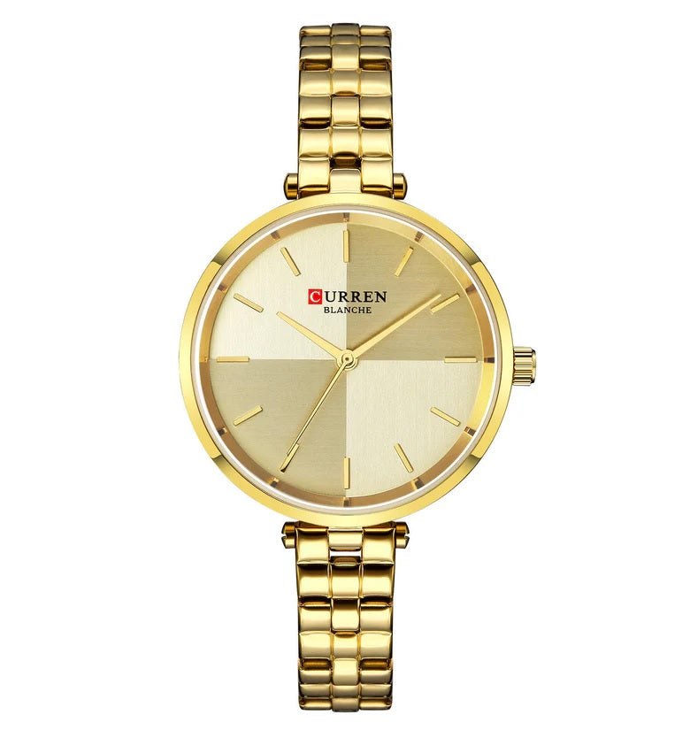 C-9043L Curren gold Dial & Gold Stainless Steel Chain Analog Quartz Women's Watch.
