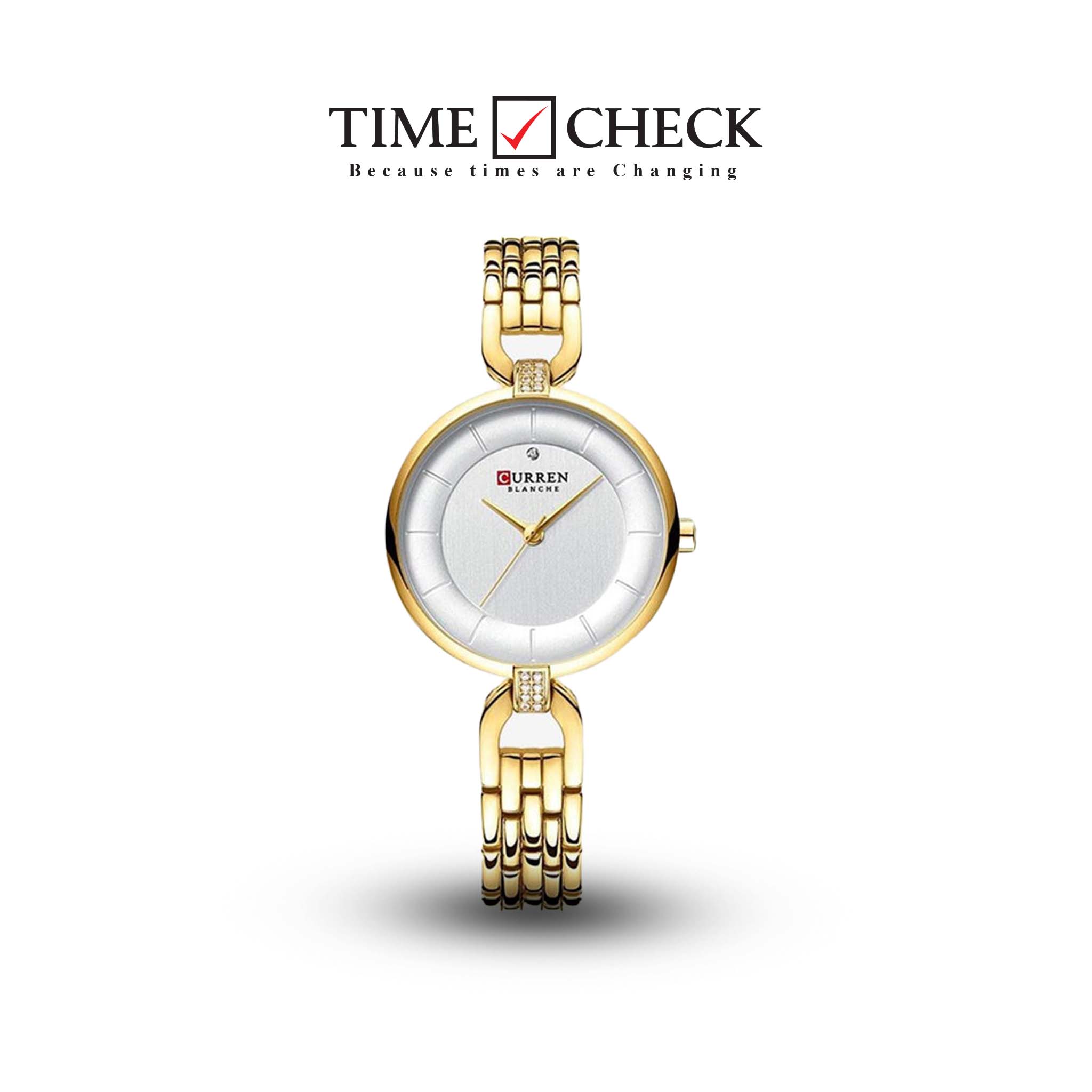 C-9052L Curren  white Dial golden Stainless Chain Steel Analog Quartz Women's Watch.