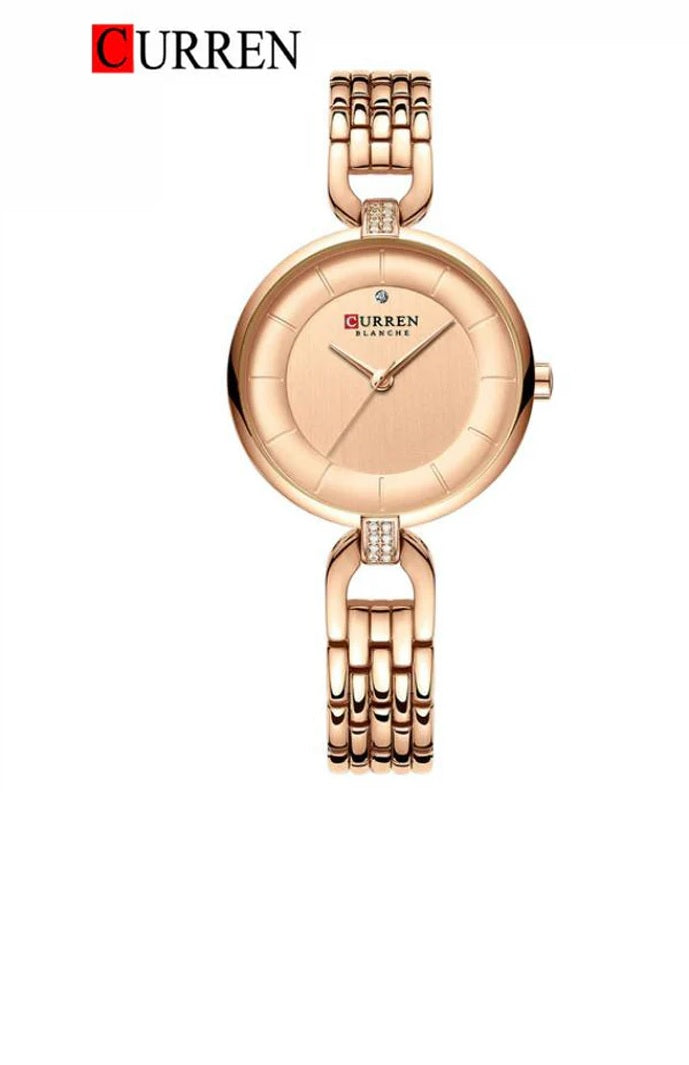 C-9052L Curren rose gold Dial rose gold Stainless Chain Steel Analog Quartz Women's Watch.