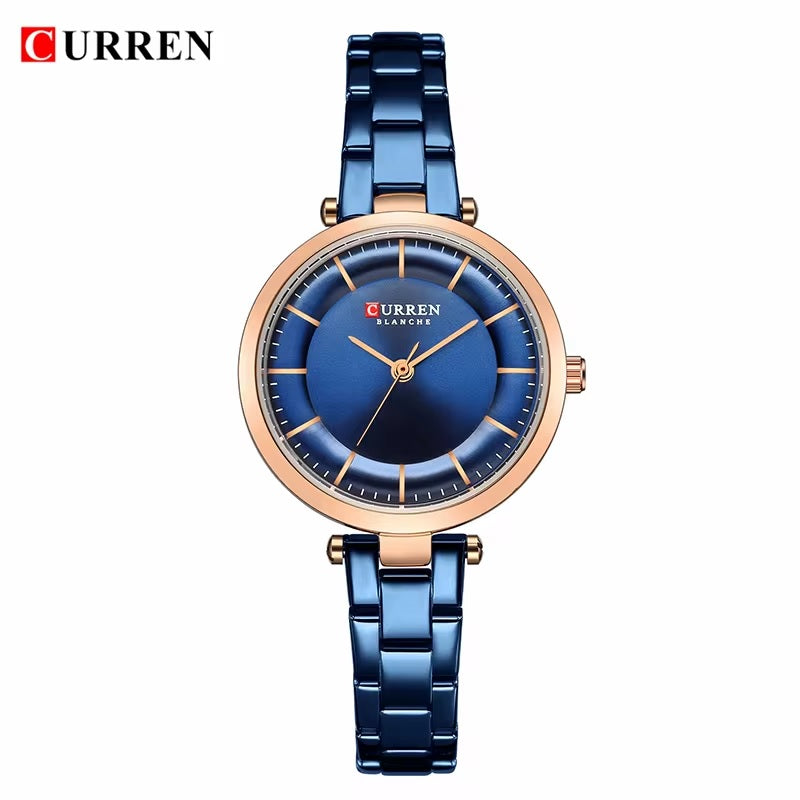 C-9054L Curren BLUE Dial & BlUE Stainless Steel Chain Analog Quartz Women's Watch.