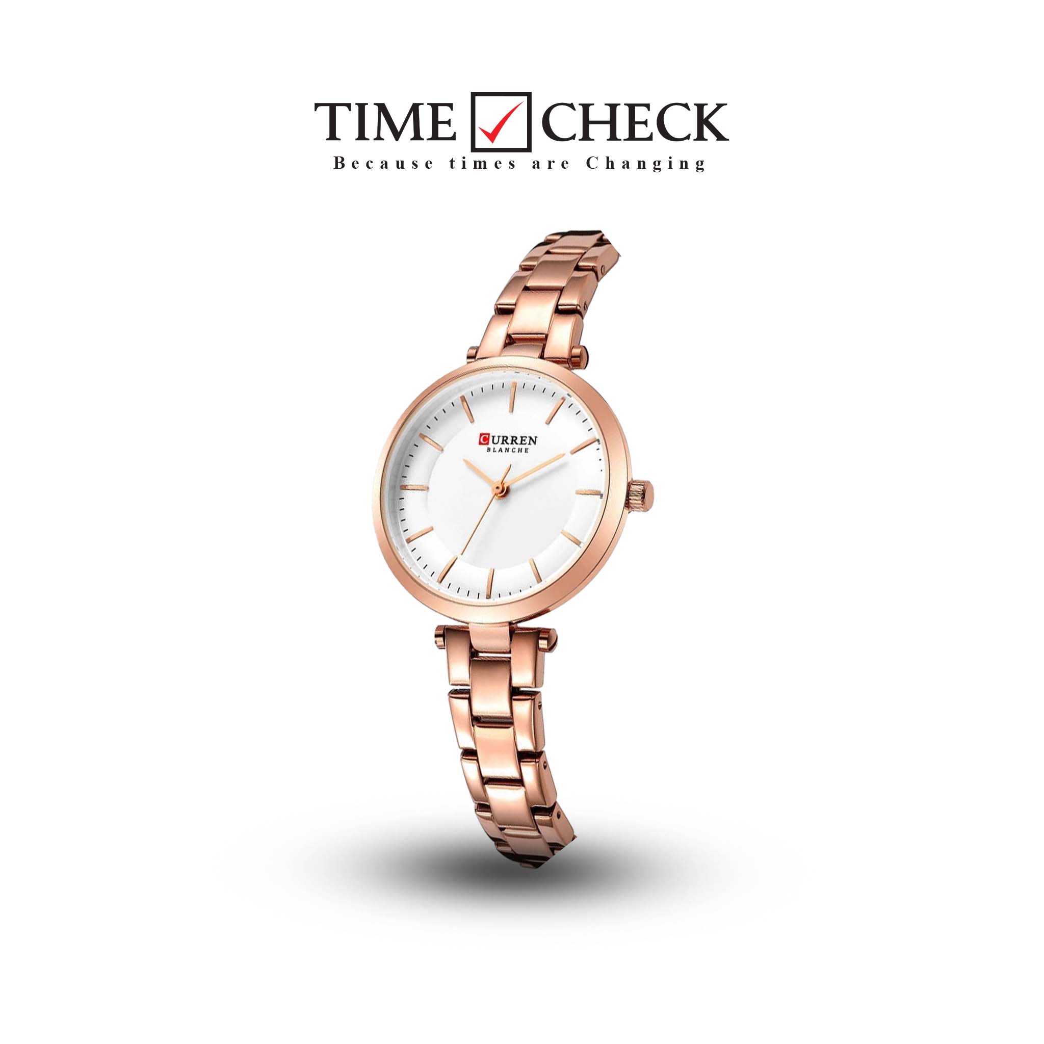 C-9054L Curren white Dial & rose-gold Stainless Steel Chain Analog Quartz Women's Watch.