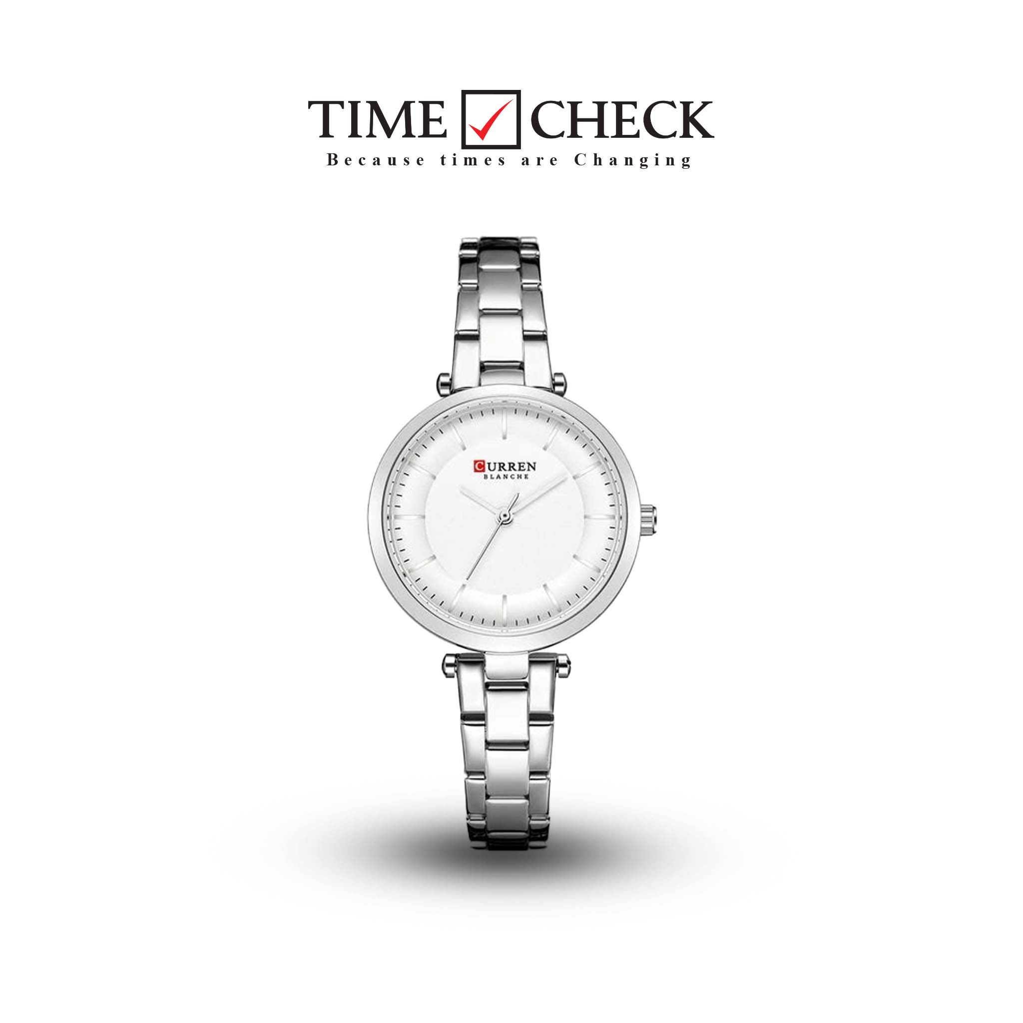 C-9054L Curren white Dial & silver Stainless Steel Chain Analog Quartz Women's Watch.