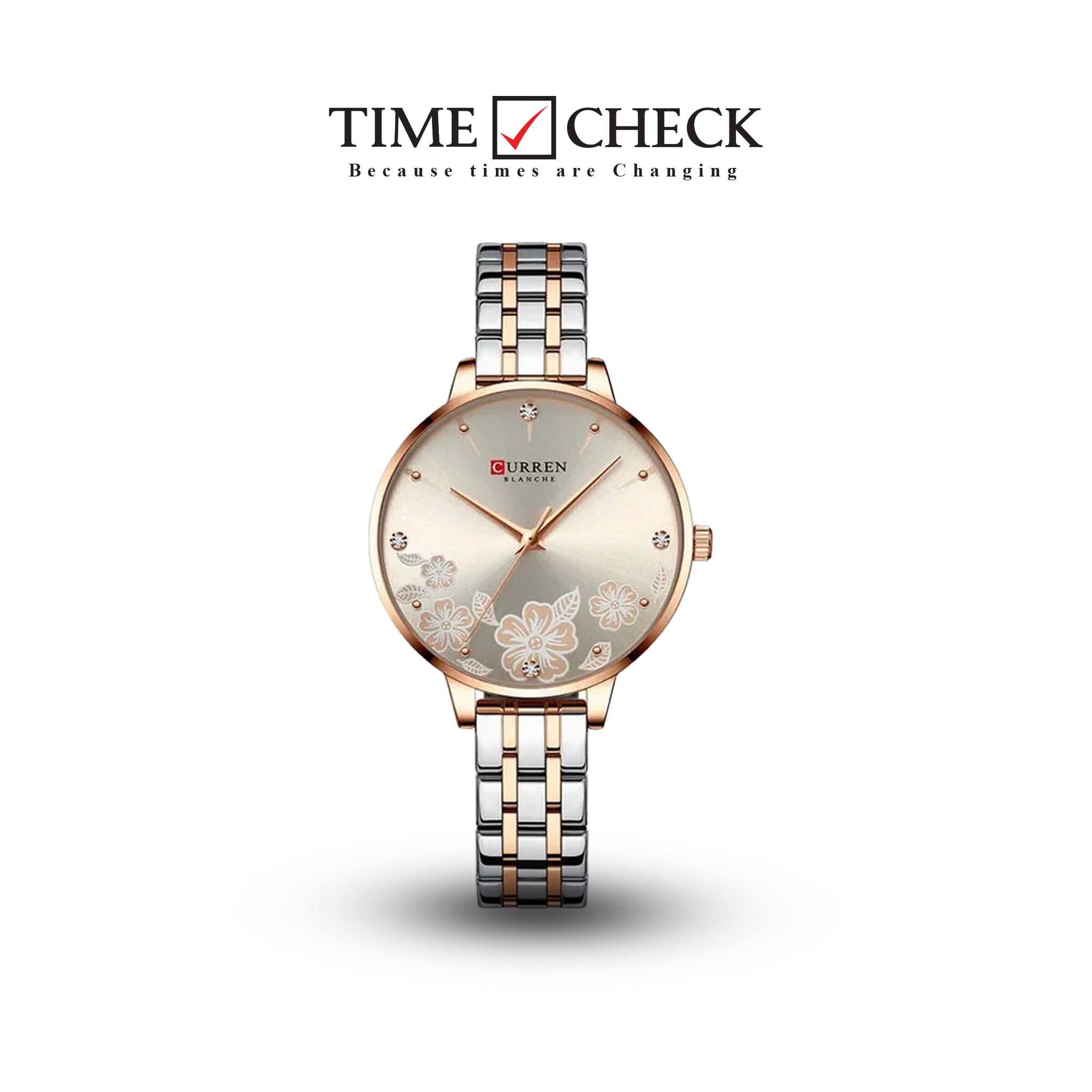 C-9068L Curren copper Dial & Silver/Gold Stainless Steel Chain Analog Quartz Women's Watch.