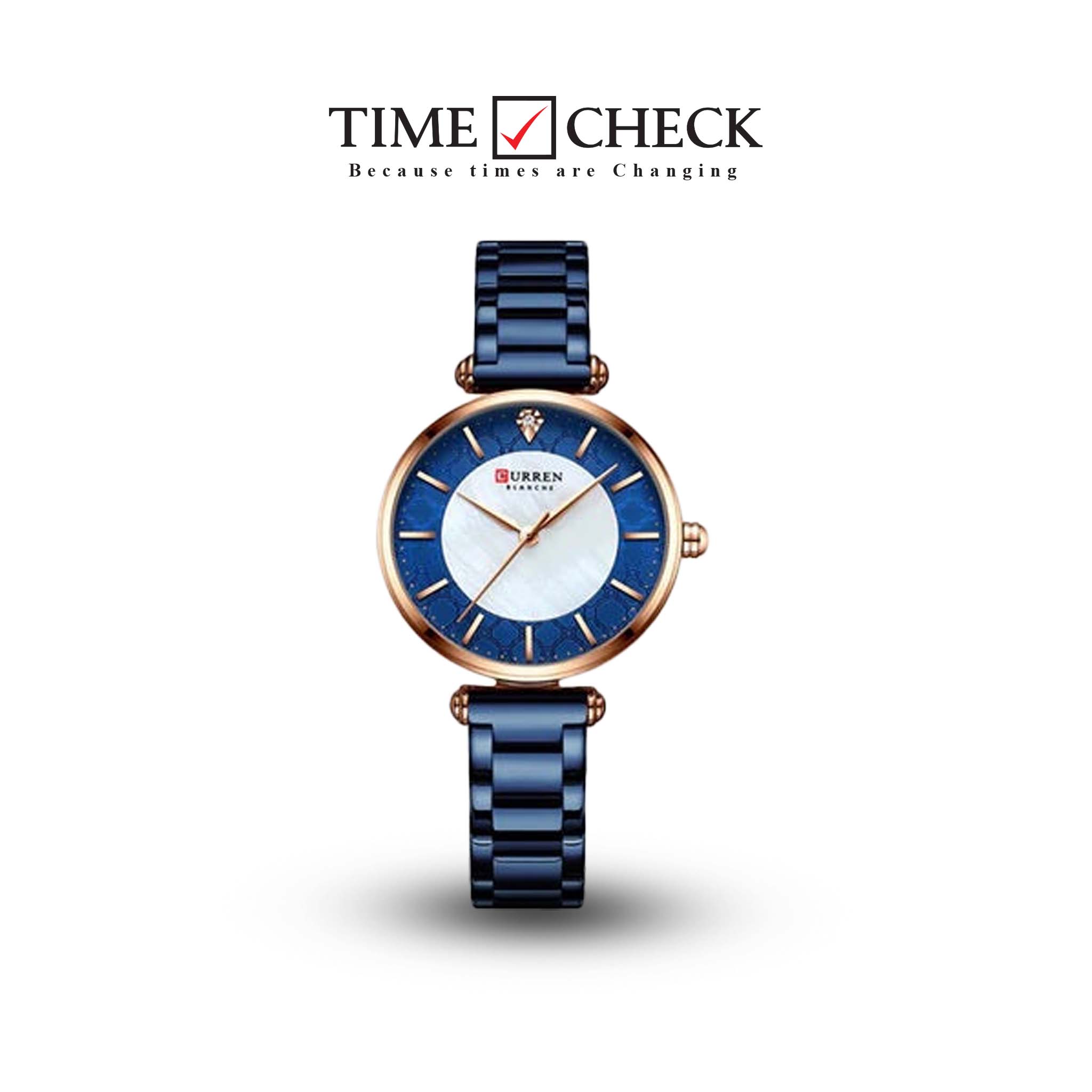 C-9072L Curren Blue Dial Blue Stainless Chain Steel Analog Quartz Women's Watch.