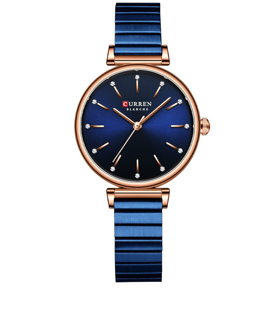 C-9081L Curren BLUE Dial BLUE Stainless Steel Chain Analog Quartz Women's Watch.