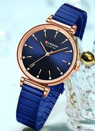 C-9081L Curren BLUE Dial BLUE Stainless Steel Chain Analog Quartz Women's Watch.