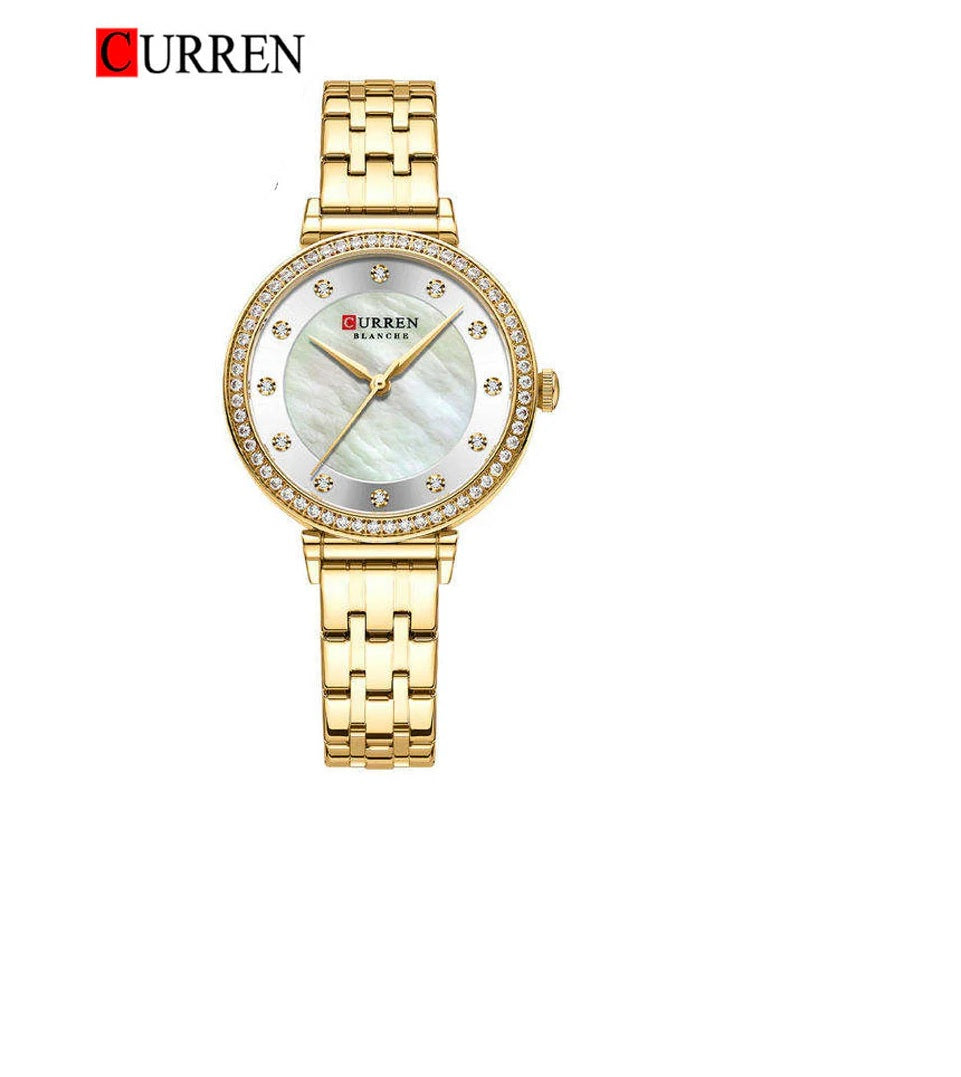 C9087L Curren Silver Dial & GOLDEN Stainless Steel Chain Analog Quartz Women's Watch.