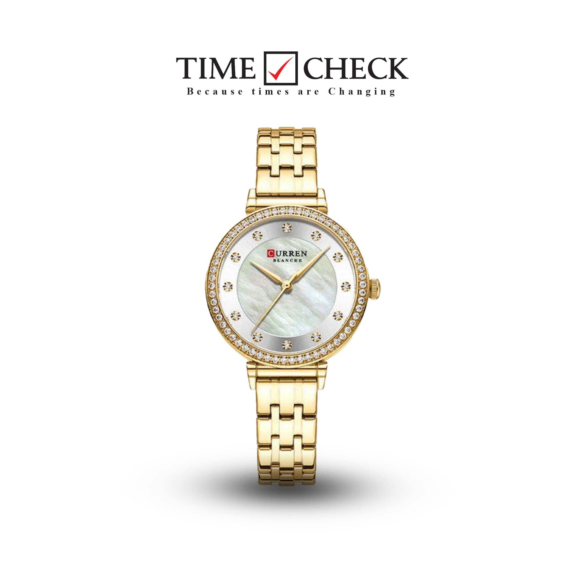 C9087L Curren Silver Dial & GOLDEN Stainless Steel Chain Analog Quartz Women's Watch.