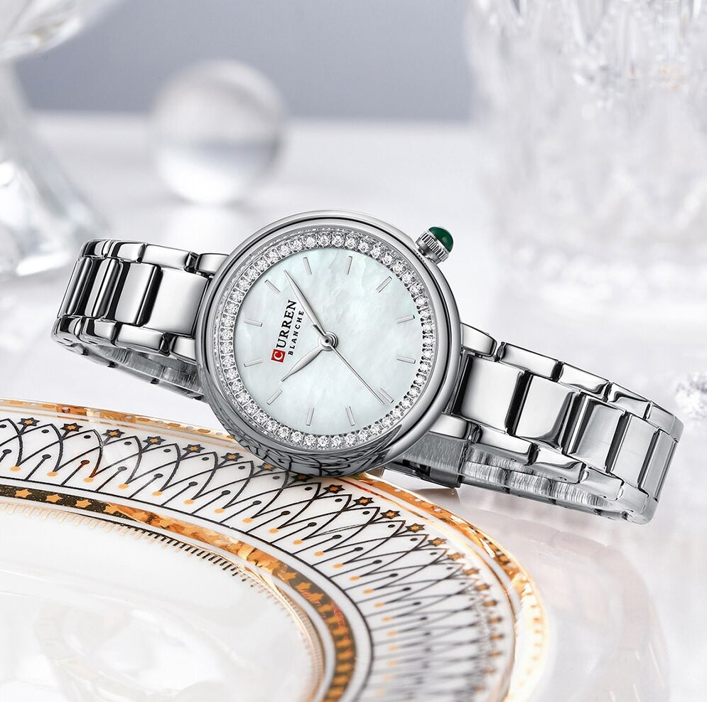 C9089L Curren SILVER Dial Silver Stainless Chain Steel Analog Quartz Women's Watch.
