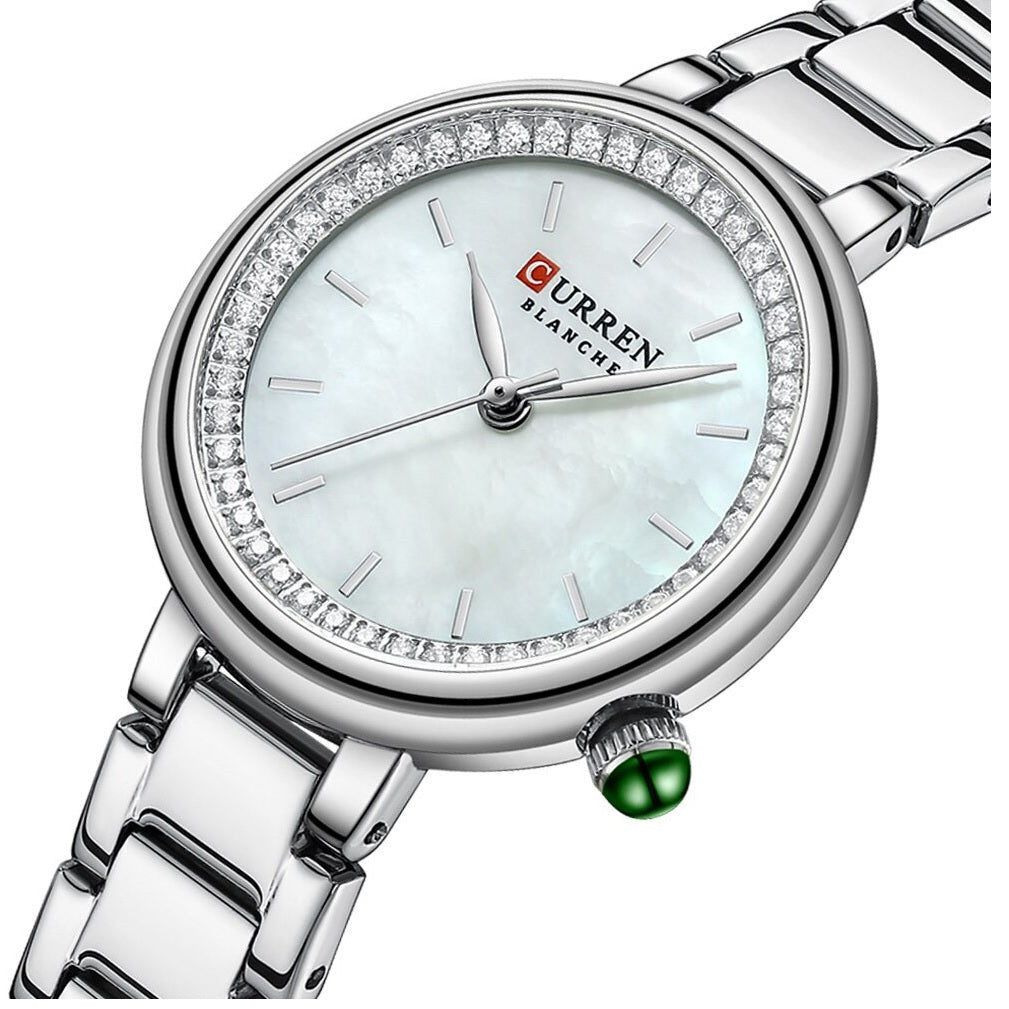 C9089L Curren SILVER Dial Silver Stainless Chain Steel Analog Quartz Women's Watch.