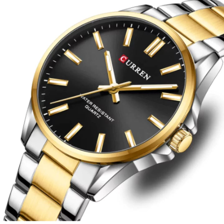 C-9090L Curren black Dial Silver-gold Stainless Steel Analog Quartz Women's Watch.