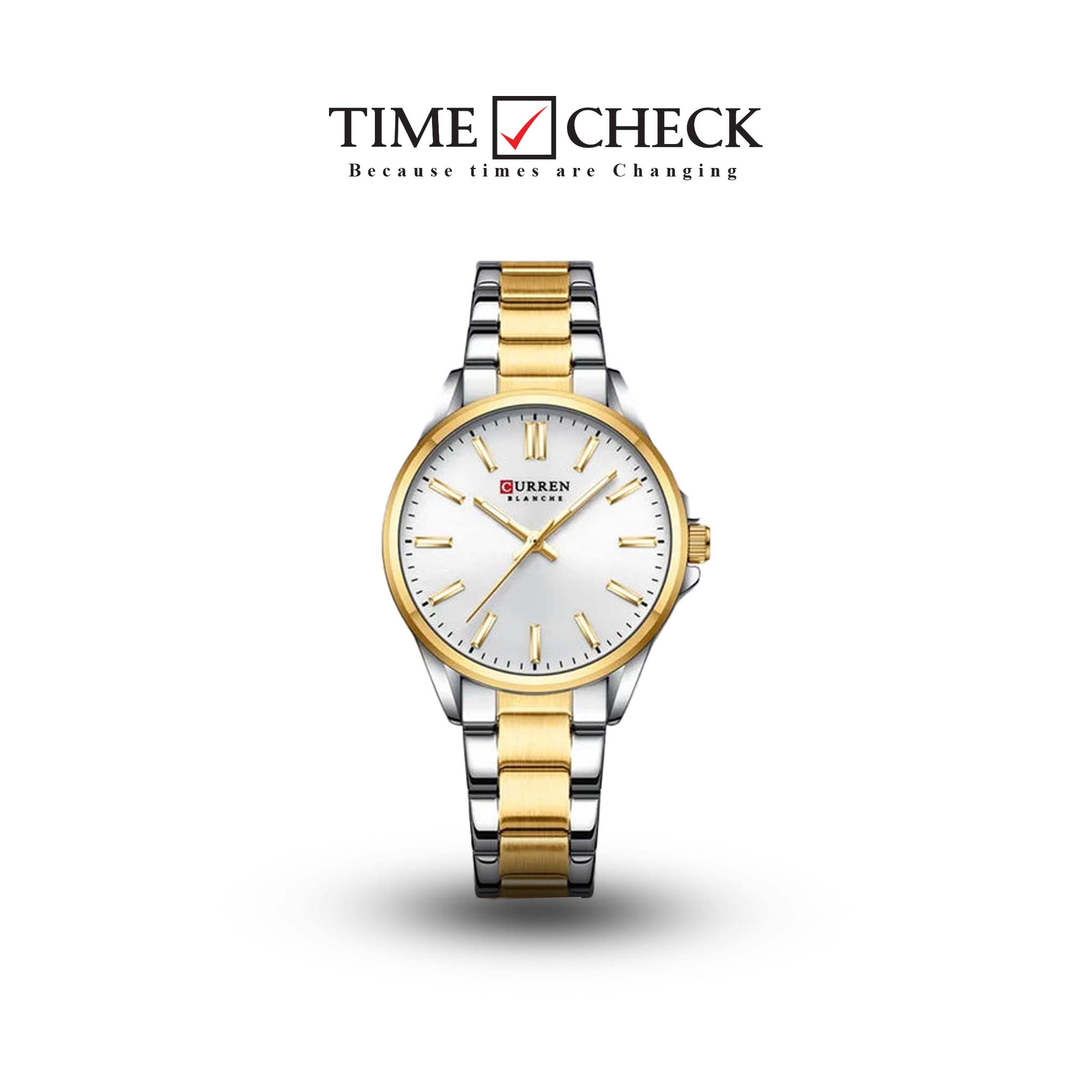 C-9090L Curren white Dial Silver-gold Stainless Steel Analog Quartz Women's Watch.