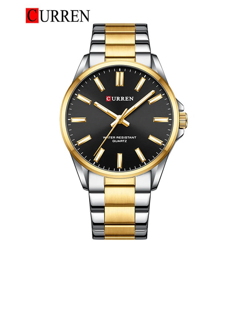 C-9090L Curren black Dial Silver-gold Stainless Steel Analog Quartz Women's Watch.