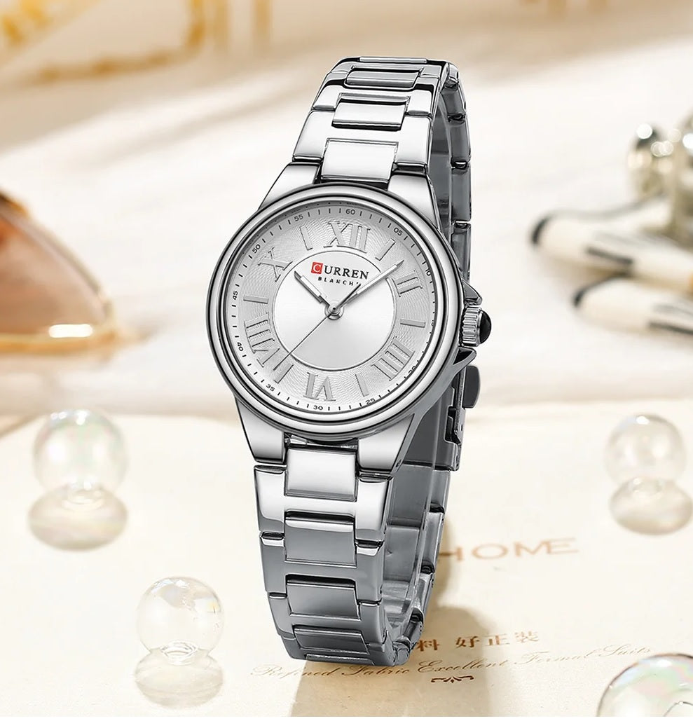 C-9091L Curren Silver Dial silver Stainless Steel Analog Quartz Women's Watch.