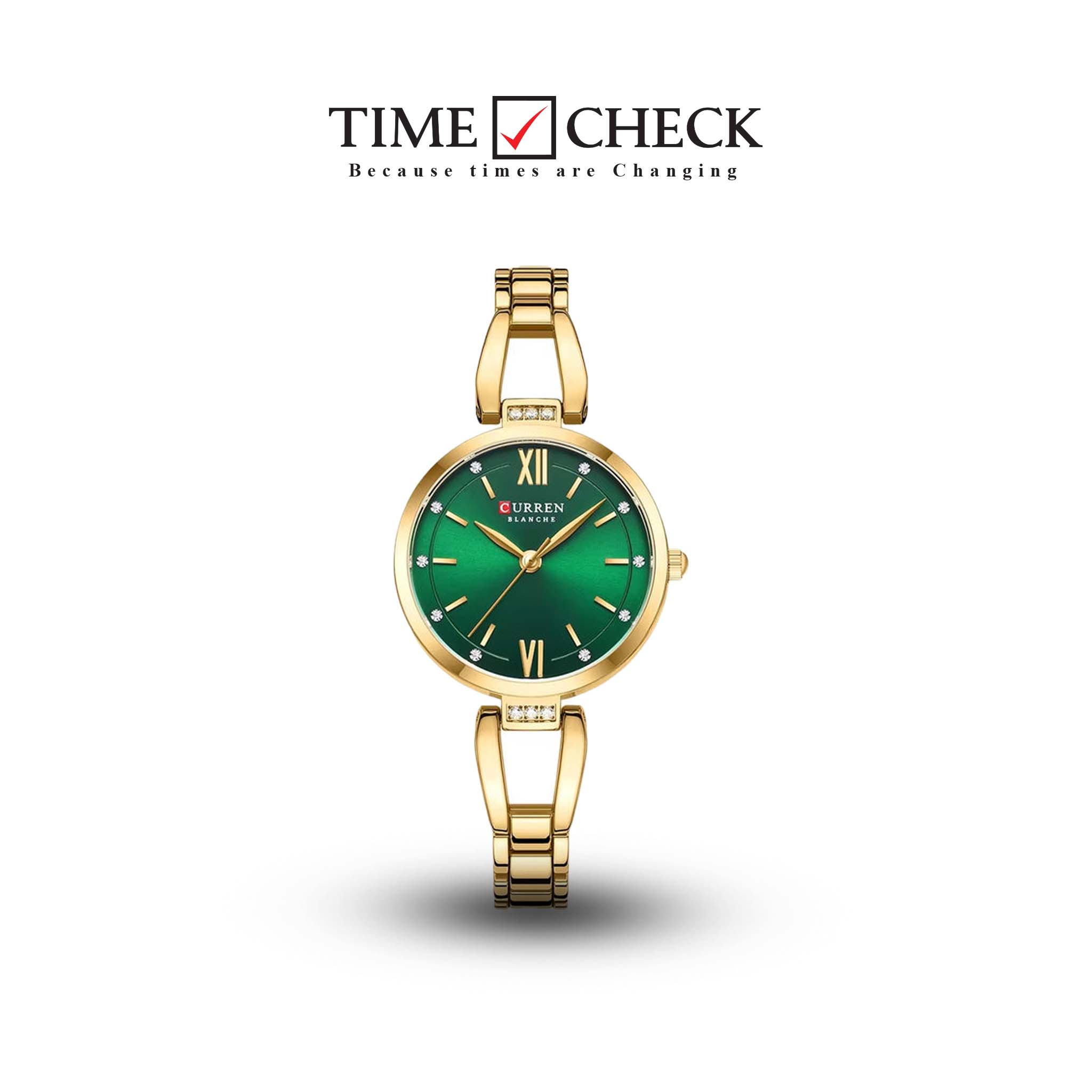 C-9092L Curren GREEN Dial GOLDEN Stainless Steel Chain Analog Quartz Women's fashion Watch.