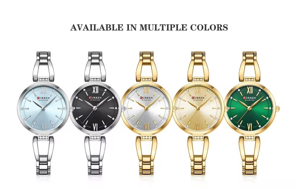 C-9092L Curren multiple colour Dial  Stainless Steel Chain Analog Quartz Women's fashion Watch.