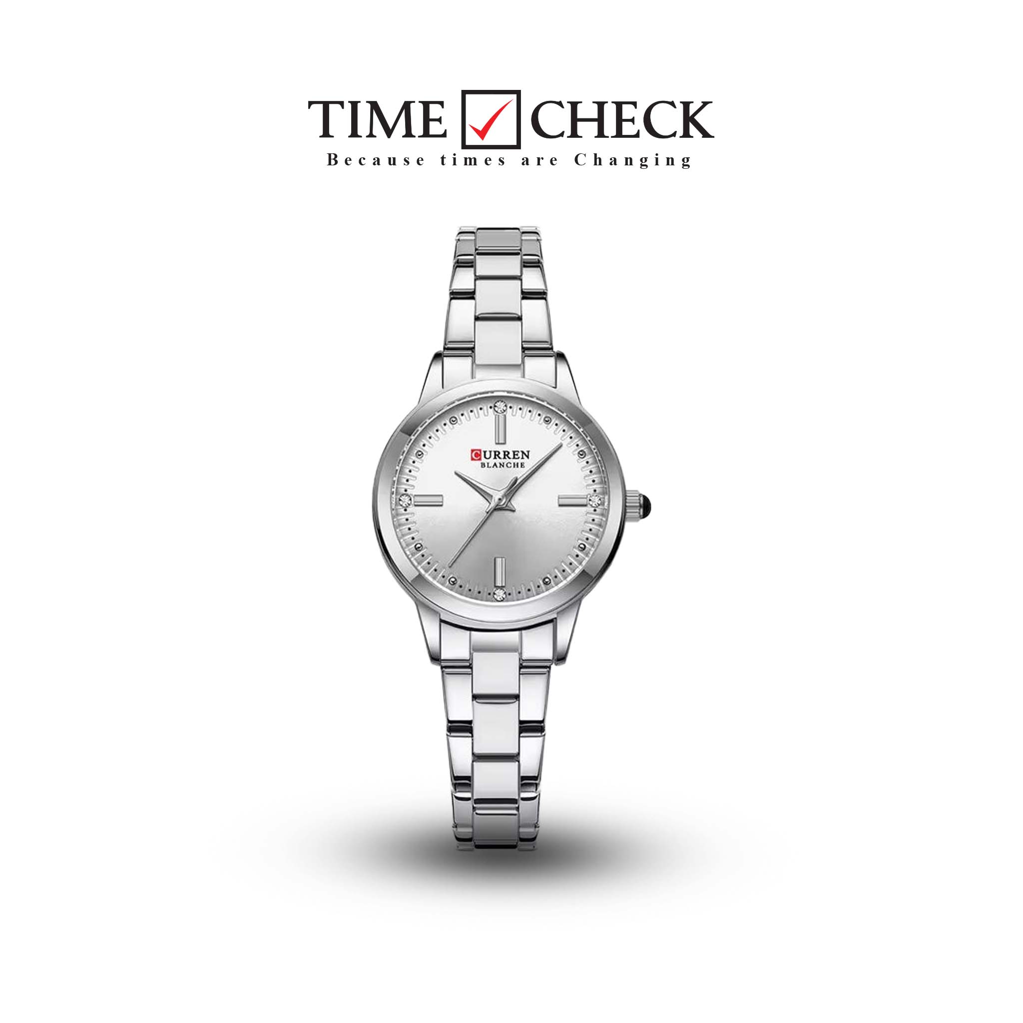 C-9094L Curren white Dial silver Stainless Steel Chain Analog Quartz Women's fashion Watch.