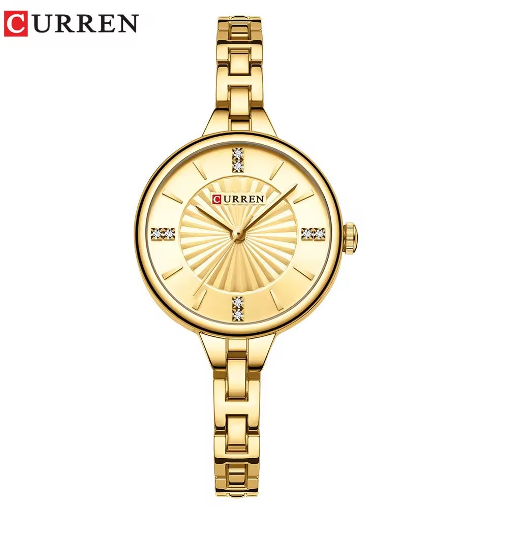 C-9097L Curren GOLDEN Dial GOLDEN Stainless Steel Chain Analog Quartz Women's fashion Watch.