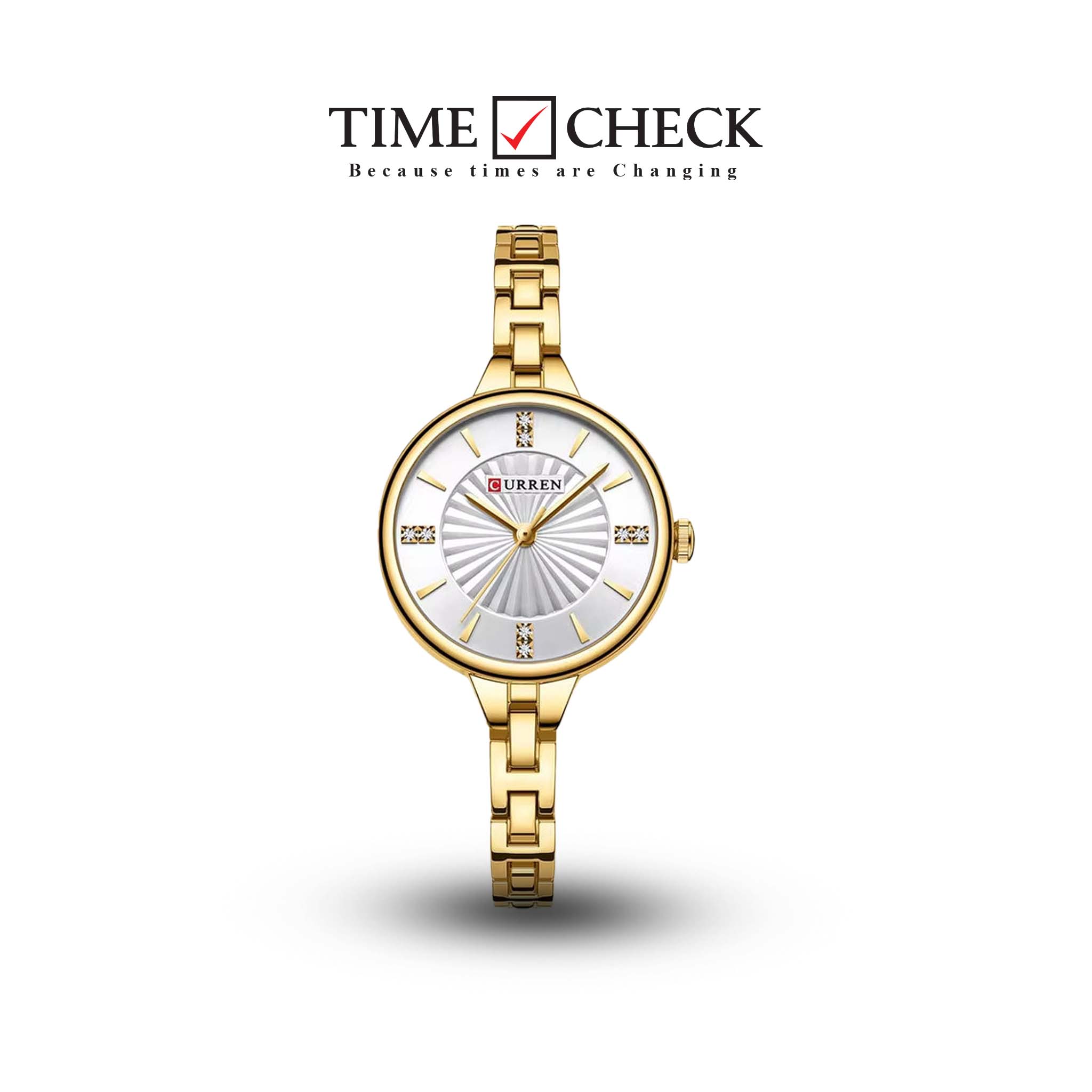 C-9097L Curren WHITE Dial GOLDEN Stainless Steel Chain Analog Quartz Women's fashion Watch.