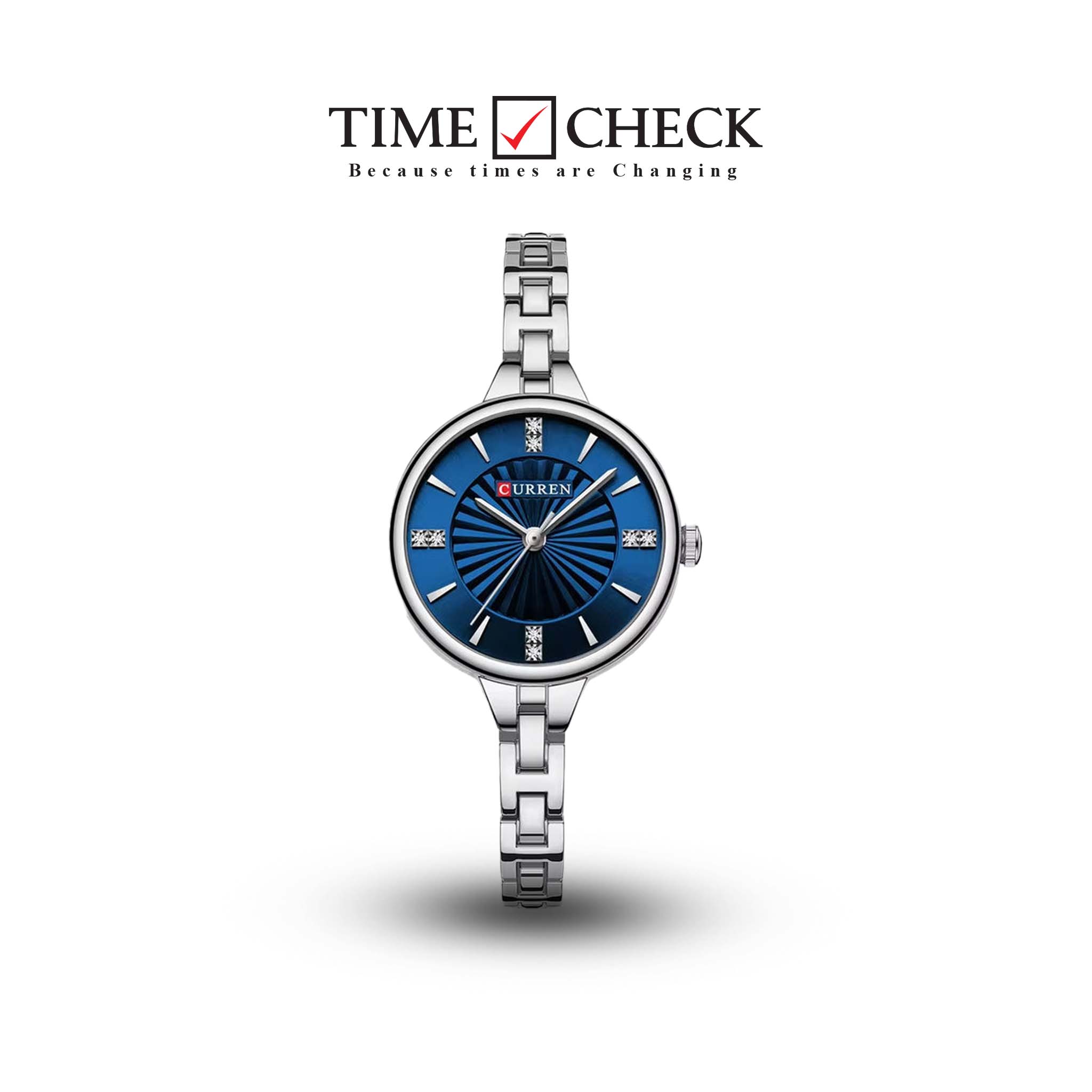 C-9097L Curren BLUE Dial SILVER Stainless Steel Chain Analog Quartz Women's fashion Watch.