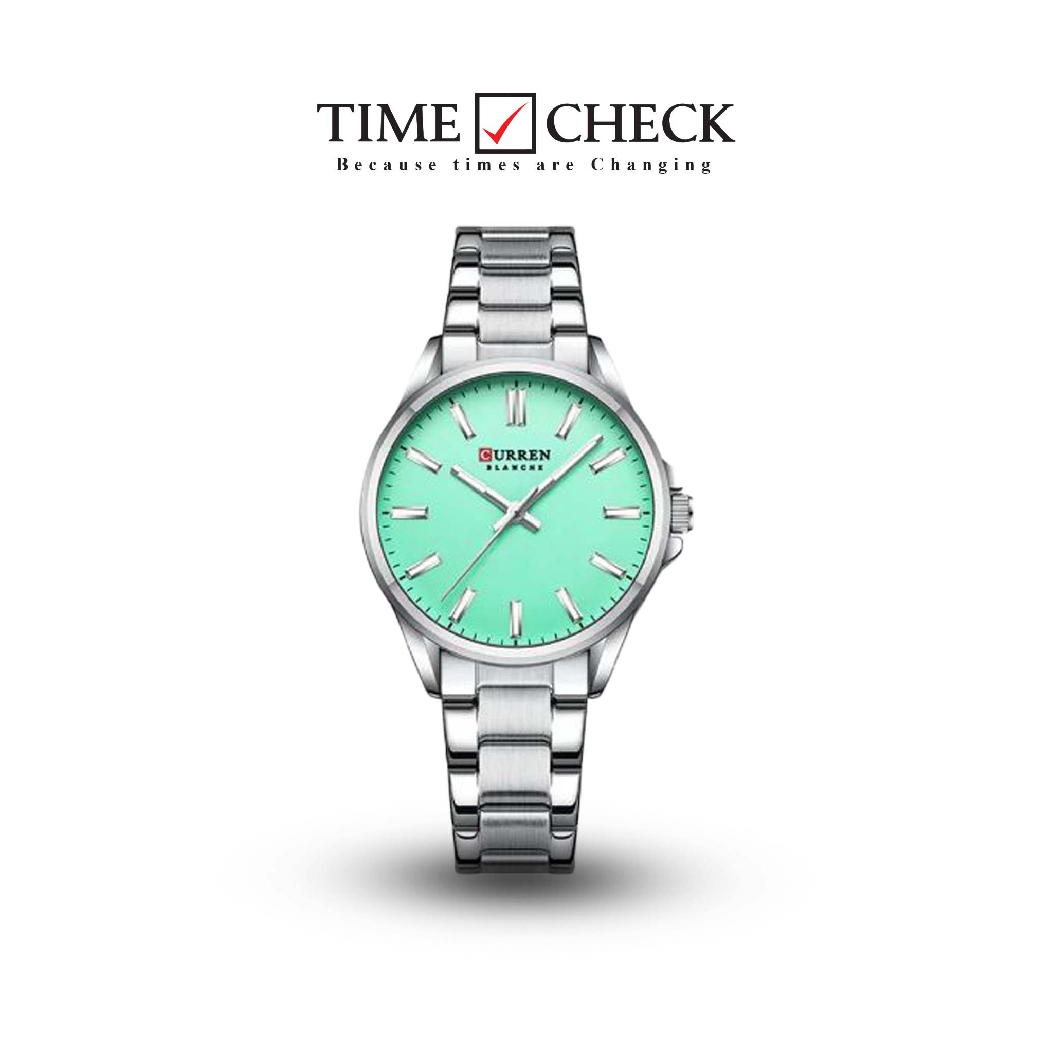 C-9090L Curren sea green Dial Silver Stainless Steel Analog Quartz Women's Watch.