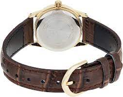 LTP-V001GL-1BUDF Casio Black Dial Leather Strap Analog Quartz Women's Watch.