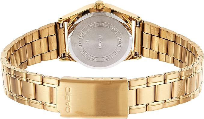 LTP-V006G-7BUDF Casio White Dial Gold Chain Stainless Steel Analog Women's Watch.