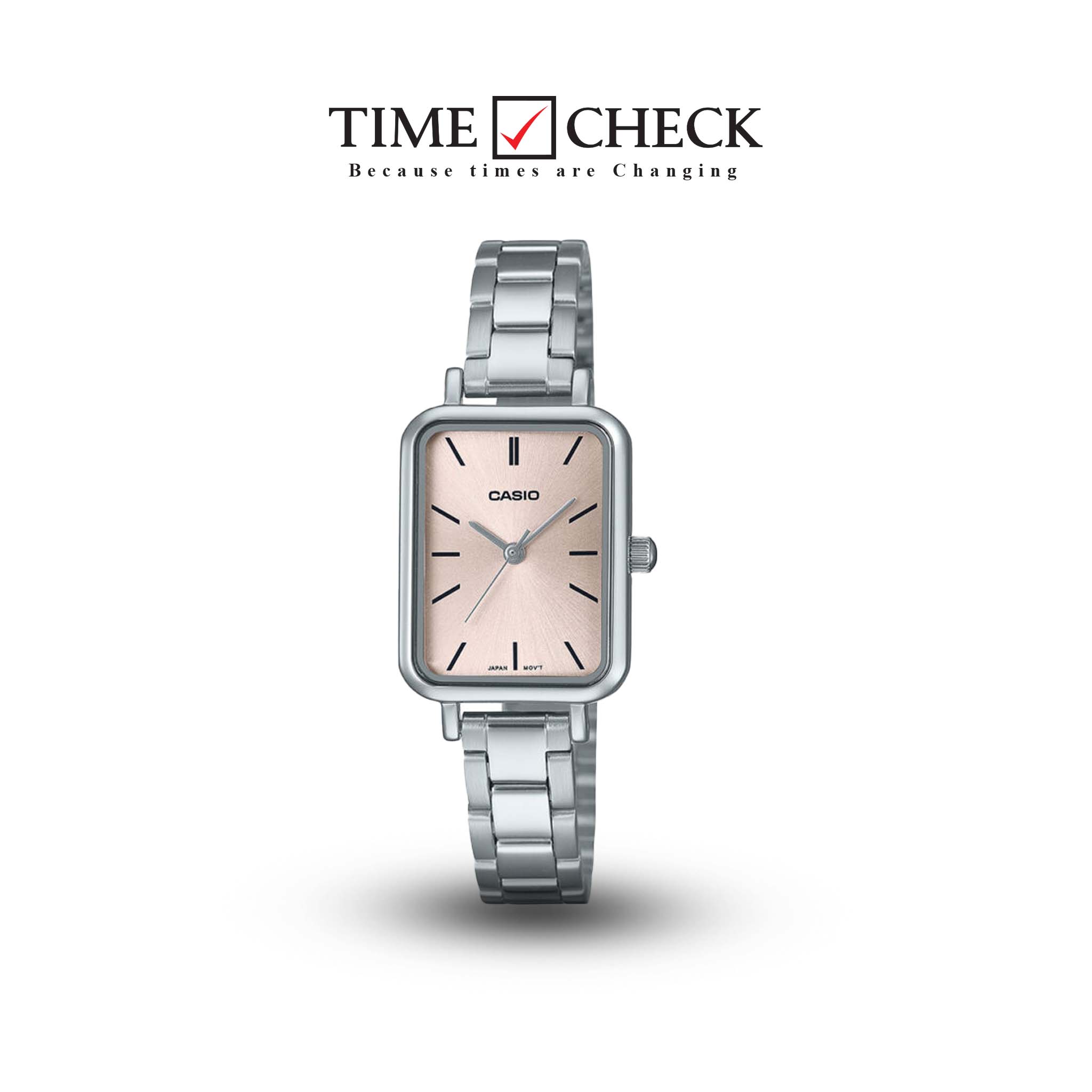 LTP-V009D-4EUDF Casio Pink Dial Silver Stainless Steel Analog Quartz Women's Watch.