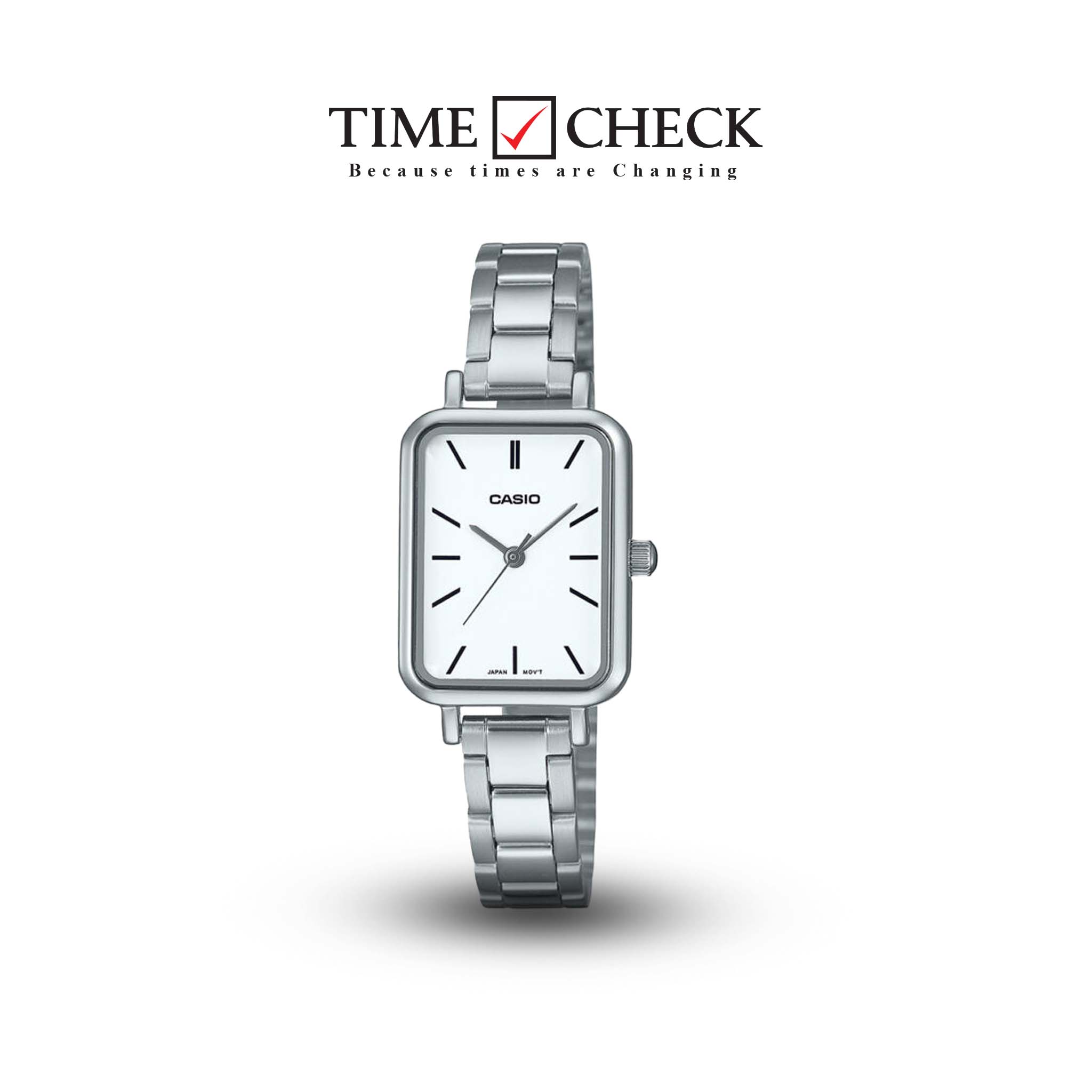 LTP-V009D-7EUDF Casio Analog White Dial Stainless Steel Band Quartz Women's Watch.
