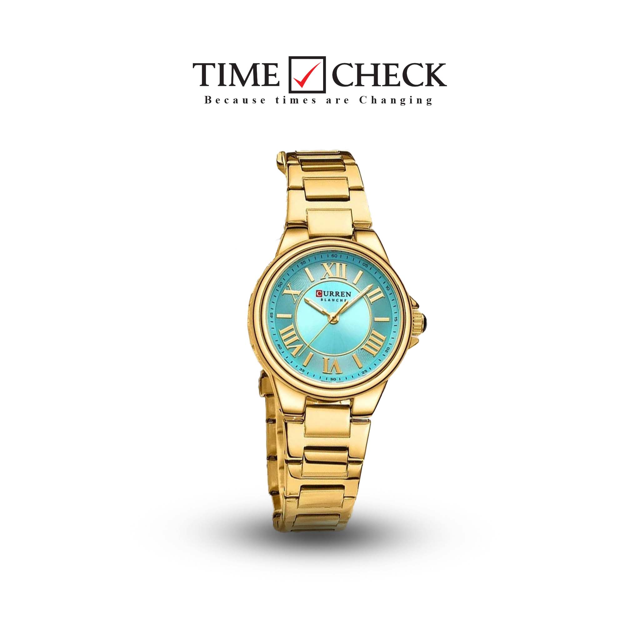 Quartz Women's C-9091L Curren SEA GREEN Dial Golden Stainless Steel AnalogWatch.