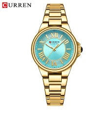 Quartz Women's C-9091L Curren SEA GREEN Dial Golden Stainless Steel AnalogWatch.