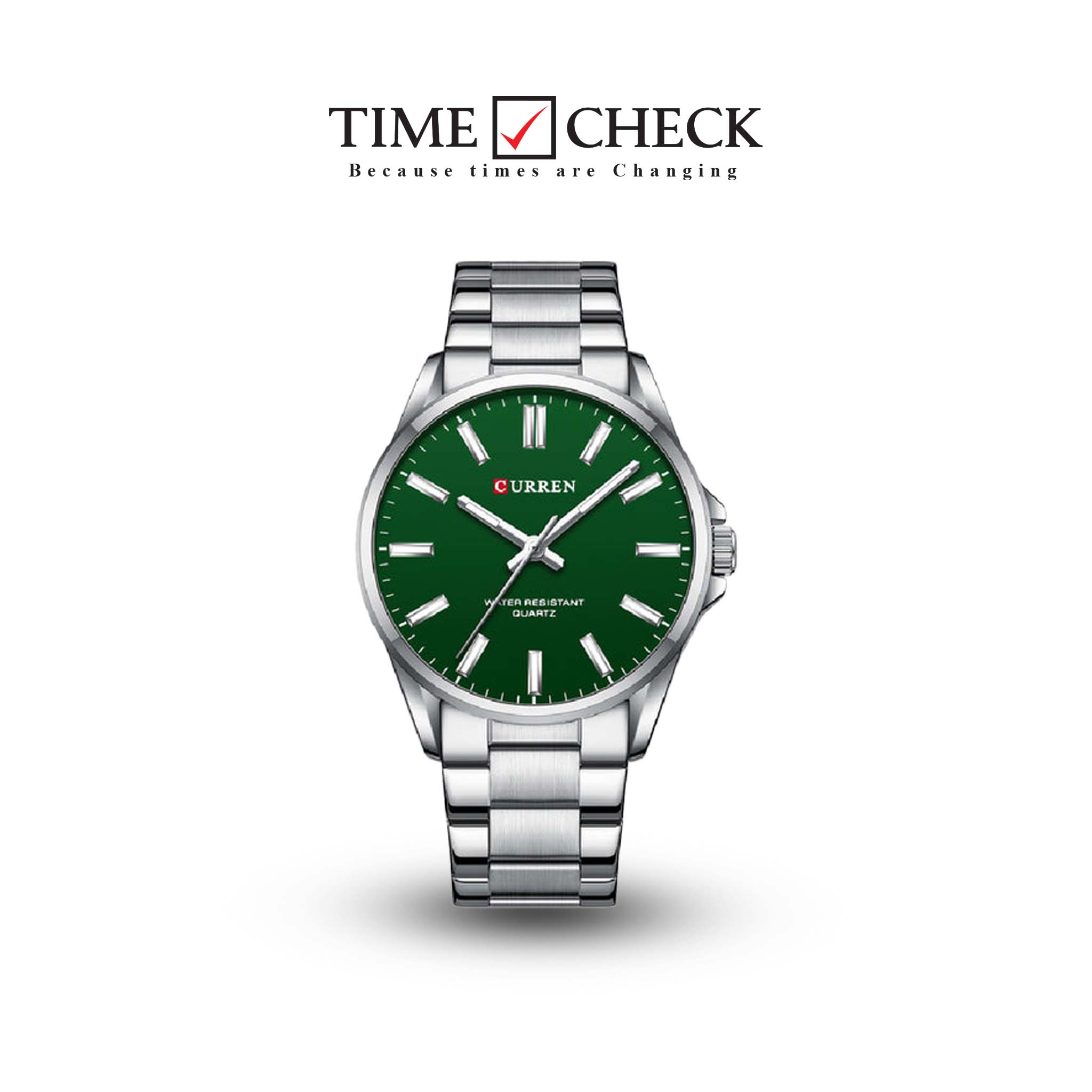 C-9090L Curren green Dial Silver Stainless Steel Analog Quartz Women's Watch.