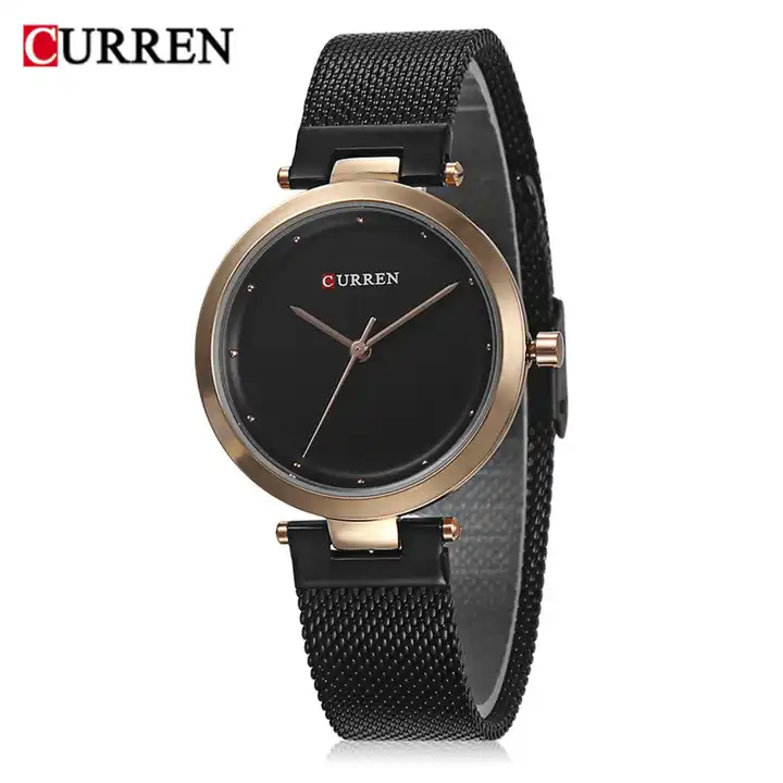 C-9005L Curren Black Dial Black Stainless Steel Analog Quartz Women's Watch.