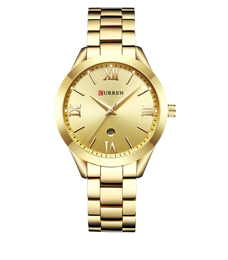 C-9007L Curren GOLDEN Dial Golden Stainless Steel Analog Quartz Women's Watch.