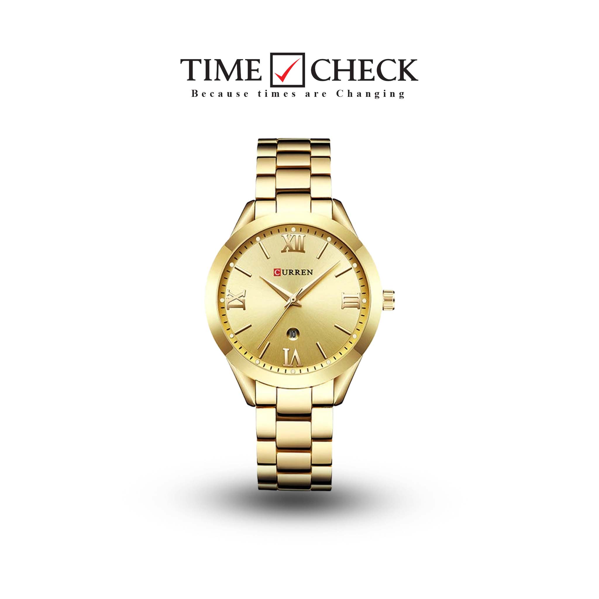 C-9007L Curren GOLDEN Dial Golden Stainless Steel Analog Quartz Women's Watch.