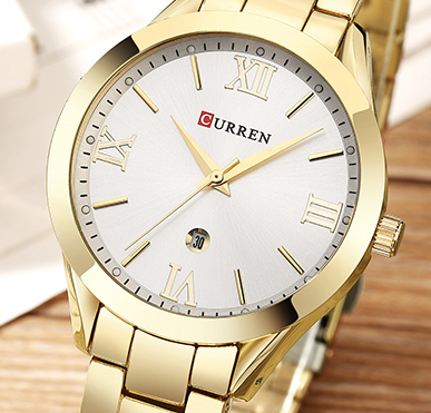 C-9007L Curren Silver Dial Golden Stainless Steel Analog Quartz Women's Watch.