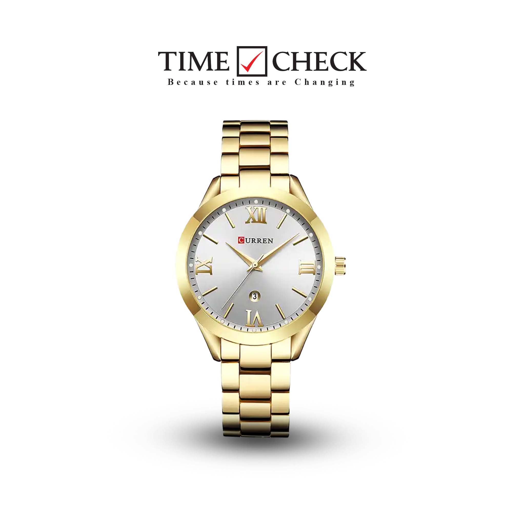C-9007L Curren Silver Dial Golden Stainless Steel Analog Quartz Women's Watch.