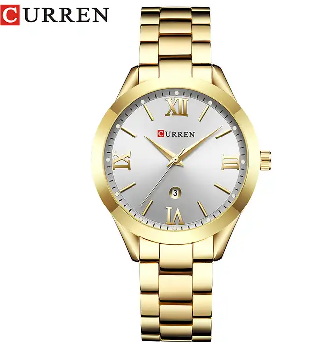 C-9007L Curren Silver Dial Golden Stainless Steel Analog Quartz Women's Watch.
