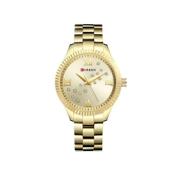 C-9009L Curren GOLDEN  Dial golden Stainless Steel Chain Analog Quartz Women's Watch.