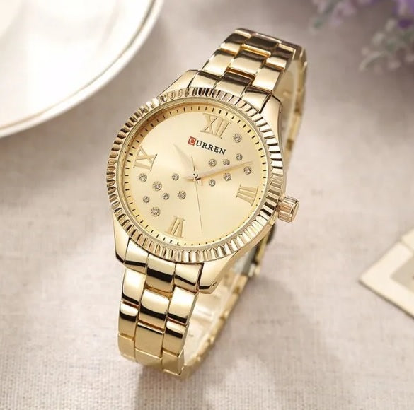 C-9009L Curren GOLDEN  Dial golden Stainless Steel Chain Analog Quartz Women's Watch.