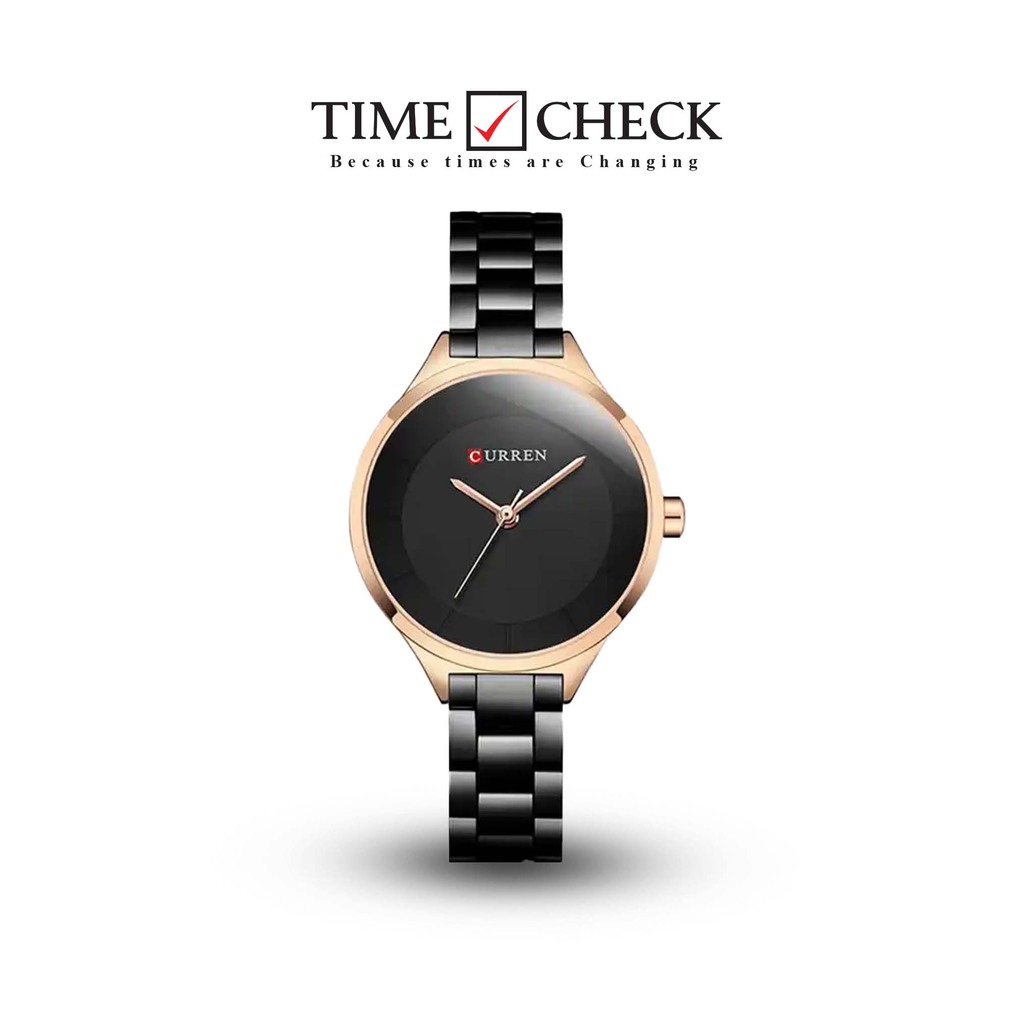 C-9015L Curren Black Dial Black Stainless Chain Steel Analog Quartz Women's Watch.